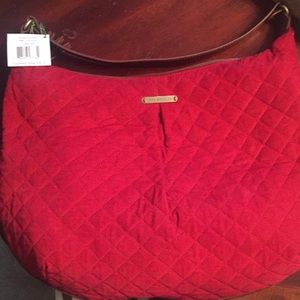 NWT Vera Bradley Red corduroy hobo bag.